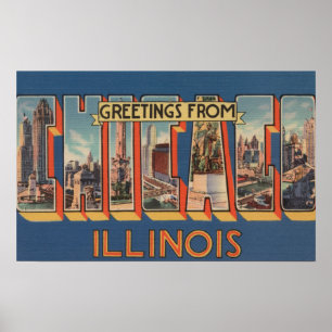 Chicago, Illinois - Grote Letter-scènes Poster