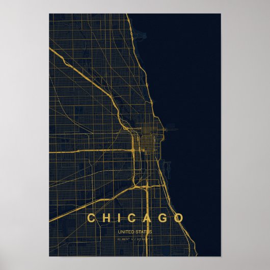 Chicago Illinois Impression de carte stylisée | Mo (Devant)