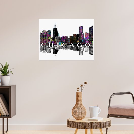 Chicago, Illinois in graffiti Poster (Woonkamer 3)