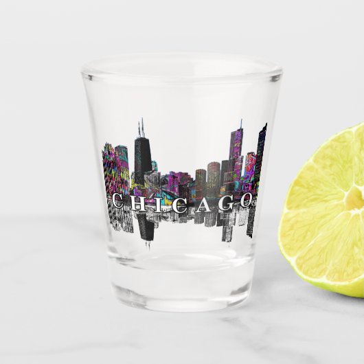 Chicago Illinois in graffiti Shot Glass Shot Glas (Voorkant)