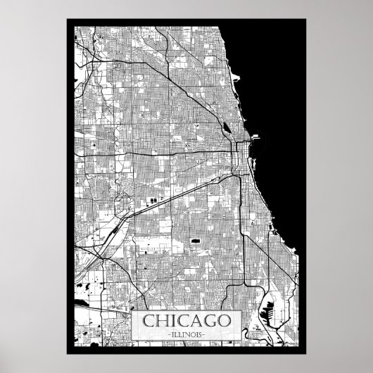 Chicago Illinois Map Poster (Voorkant)