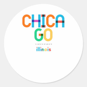 Chicago Illinois Mid Century, Pop Art, Ronde Sticker