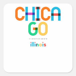 Chicago Illinois Mid Century, Pop Art, Vierkante Sticker