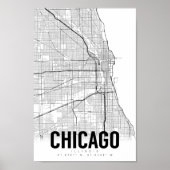 Chicago Illinois Minimalist Map Art Poster (Voorkant)