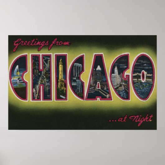 Chicago, Illinois (nachttijd) Poster (Voorkant)