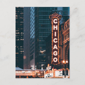 Chicago Illinois Neon Sign 's nachts Briefkaart