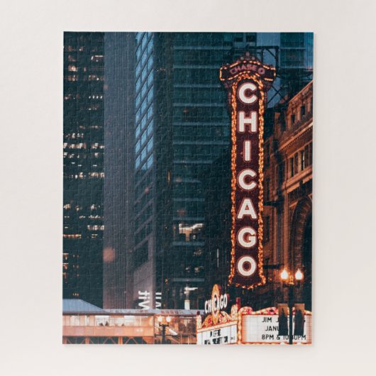 Chicago Illinois Neon Sign 's nachts Legpuzzel (Verticaal)