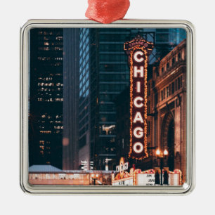 Chicago Illinois Neon Sign 's nachts Metalen Ornament