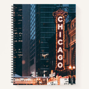Chicago Illinois Neon Sign 's nachts Notitieboek