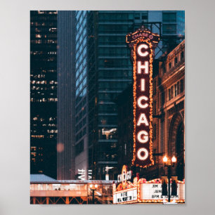 Chicago Illinois Neon Sign 's nachts Poster