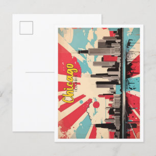 Chicago Illinois Pop Art Travel Illustration Briefkaart