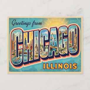 Chicago Illinois Reis naar het verleden Briefkaart