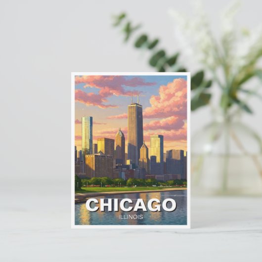 Chicago Illinois Reizen Briefkaart (Staand voorkant)