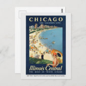  Chicago Illinois Retro Reizen Briefkaart (Voorkant / Achterkant)