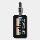 Chicago Illinois Retro Sunset Skyline Bagagelabel (Voorkant verticaal)