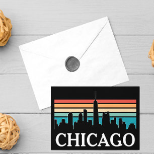 Chicago Illinois Retro Sunset Skyline Briefkaart
