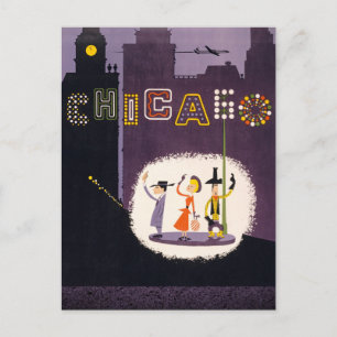 Chicago Illinois  Retro Travel Poster Briefkaart