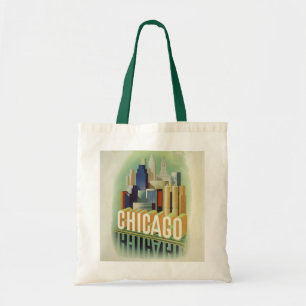 Chicago Illinois Retro Vintage Travel Poster Tote Bag