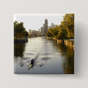 Chicago, Illinois, Roeiers in Lincoln Park-lagune Vierkante Button 5,1 Cm