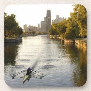 Chicago, Illinois, Rowers in Lincoln Park lagune Bier Onderzetter