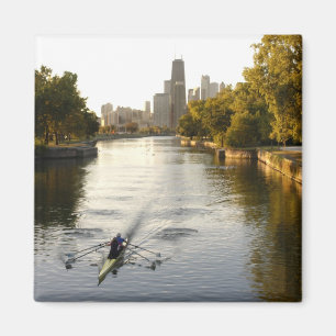 Chicago, Illinois, Rowers in Lincoln Park lagune Magneet