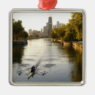 Chicago, Illinois, Rowers in Lincoln Park lagune Metalen Ornament