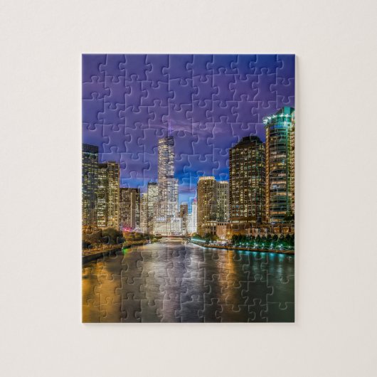 Chicago Illinois 's nachts Legpuzzel (Verticaal)