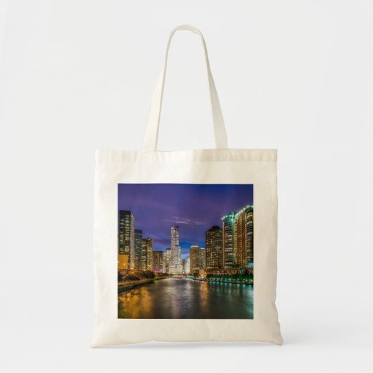 Chicago Illinois 's nachts Tote Bag (Voorkant)