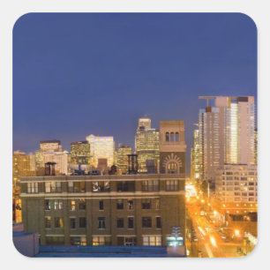 Chicago, Illinois, silhouet gefotografeerd vanuit Vierkante Sticker