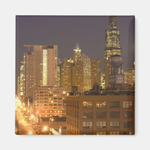 Chicago, Illinois, Silhouet van West Loop bij Magneet