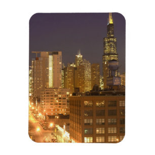 Chicago, Illinois, Silhouet vanaf West Loop bij Magneet