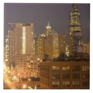 Chicago, Illinois, Silhouet vanaf West Loop bij Tegeltje
