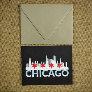 Chicago Illinois Silhouette 4 sterren Vintage reiz Briefkaart