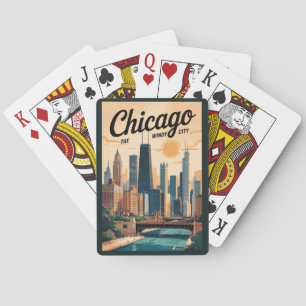 Chicago Illinois Silhouette Reis Kunst Vintage Pokerkaarten