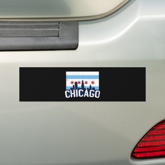 Chicago Illinois Skyline 4 Sterren  Bumpersticker (Op auto)