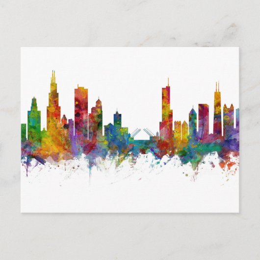 Chicago Illinois Skyline Briefkaart (Voorkant)