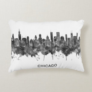 Chicago Illinois Skyline BW Accent Kussen