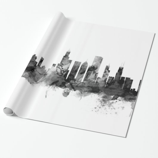 Chicago Illinois Skyline Cadeaupapier (Uitgerold)