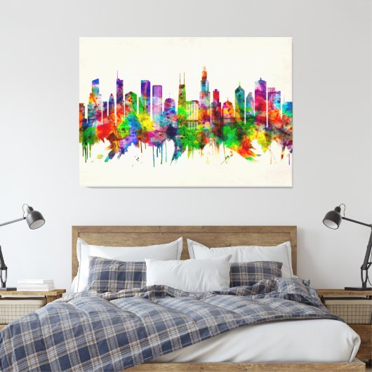 Chicago Illinois Skyline Canvas Afdruk (Insitu (Slaapkamer))
