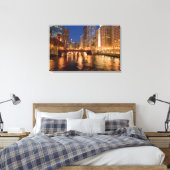 Chicago, Illinois, Skyline en Chicago River op 2 Canvas Afdruk (Insitu (Slaapkamer))