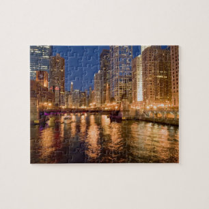 Chicago, Illinois, Skyline en Chicago River op 2 Legpuzzel