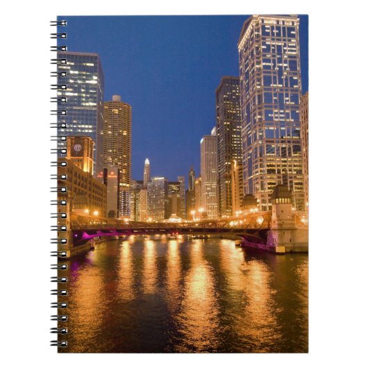 Chicago, Illinois, Skyline en Chicago River op Notitieboek (Voorkant)