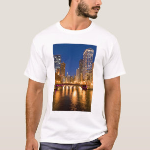 Chicago, Illinois, Skyline en Chicago River op T-shirt