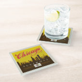 Chicago Illinois Skyline Glazen Onderzetter (Schuin)