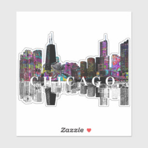 Chicago, Illinois skyline in graffiti Sticker