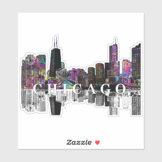 Chicago, Illinois skyline in graffiti Sticker (Vel)