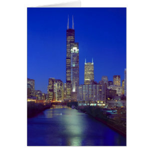 Chicago, Illinois, Skyline la nuit avec Chicago