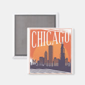 Chicago Illinois  Skyline Magneet (Voorkant / Achterkant)