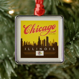 Chicago Illinois Skyline Metalen Ornament