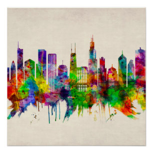 Chicago Illinois Skyline Perfect Poster